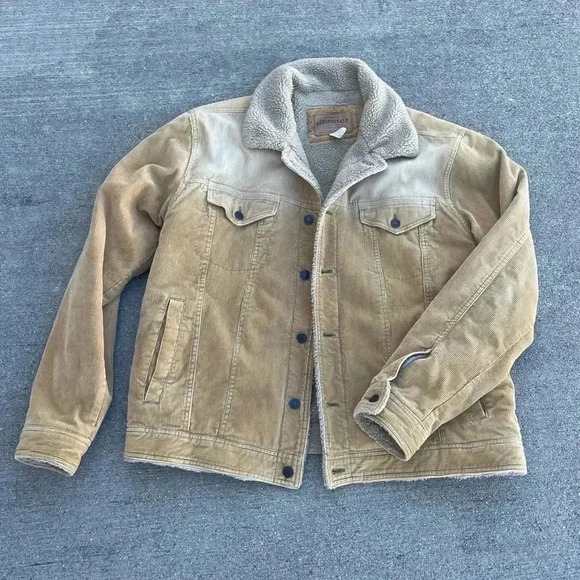 Aeropostale Vintage Corduroy + Sherpa Jacket Beige Yellowstone Dutton 90s - Picture 1 of 6